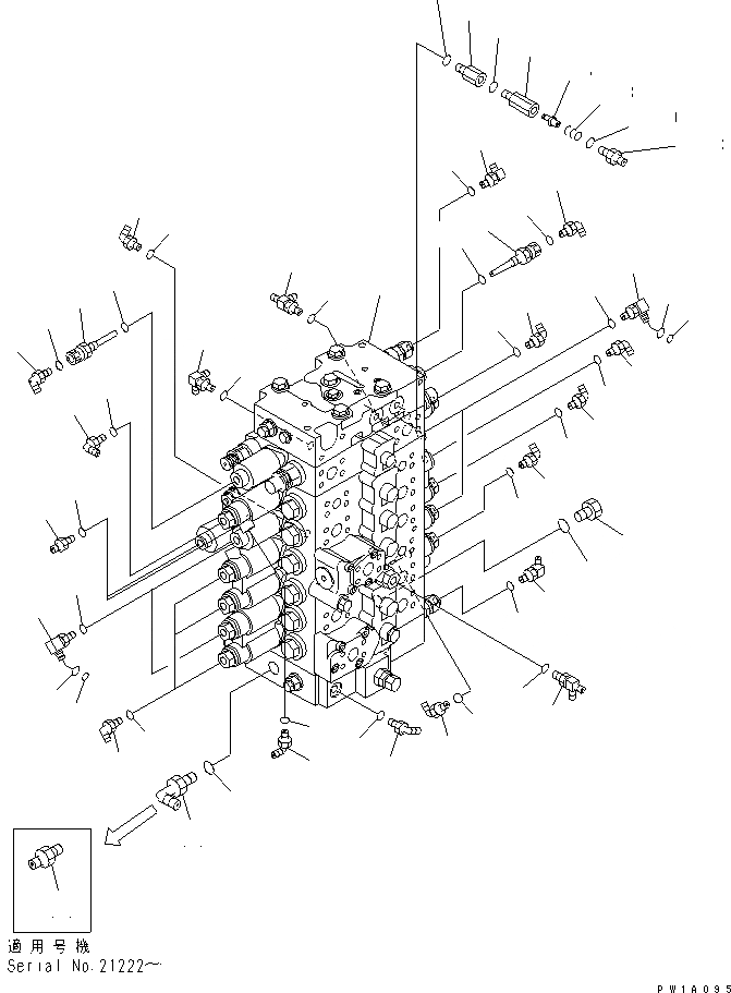 Схема запчастей Komatsu PC228US-3-AA - ОСНОВН. КЛАПАН (СОЕДИНИТЕЛЬН. ЧАСТИ) ( СЕРВИСНЫЙ КЛАПАН)(№-) ГИДРАВЛИКА