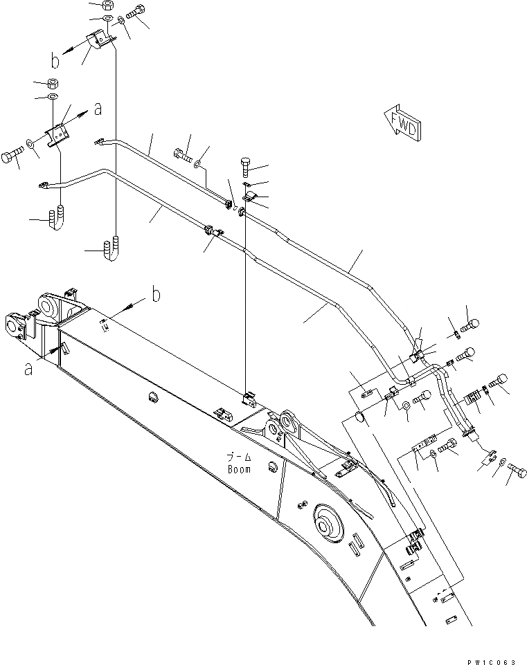 Схема запчастей Komatsu PC228US-3-AA - СТРЕЛА (.7M) (ЦИЛИНДР КОВША) (С ROTATION РУКОЯТЬ) (BLUE)(№-) РАБОЧЕЕ ОБОРУДОВАНИЕ