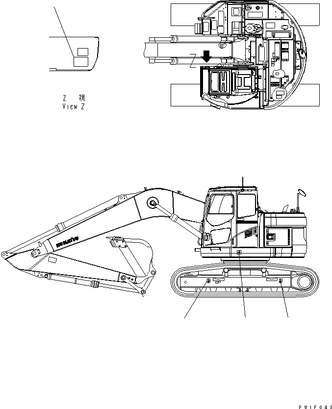 Схема запчастей Komatsu PC228US-3-AA - ПЛАСТИНА (ПОГРУЗ. RATING CHART)(№7-) МАРКИРОВКА