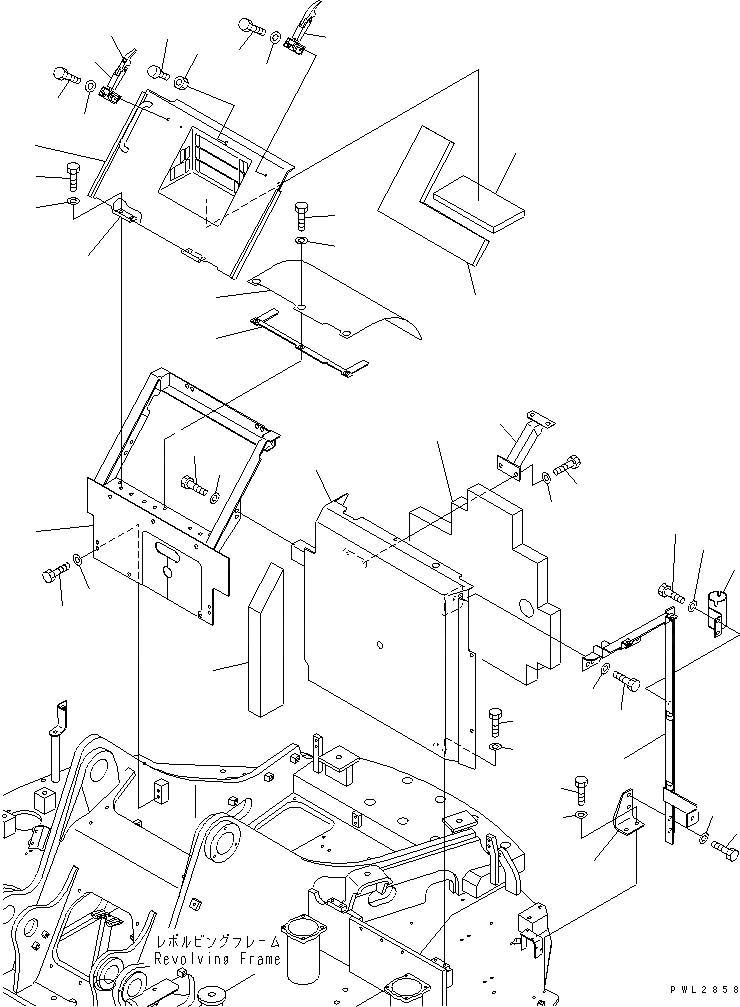 Схема запчастей Komatsu PC228USLC-1 - КАПОТ (ЧАСТЬITON COVER) (/) ЧАСТИ КОРПУСА