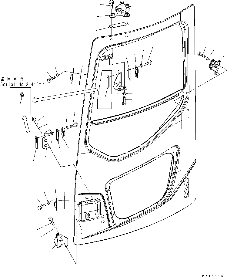 Схема запчастей Komatsu PC228US-3-AP - КАБИНА (ДВЕРЬ РОЛИК И STRIKER) (С ДВЕРЬЮ РАМА)(№-) КАБИНА ОПЕРАТОРА И СИСТЕМА УПРАВЛЕНИЯ