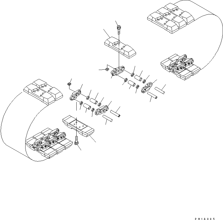 Схема запчастей Komatsu PC228US-3-AP - ГУСЕНИЦЫ (РЕЗИН.) (MM ШИР.)(№-) ХОДОВАЯ