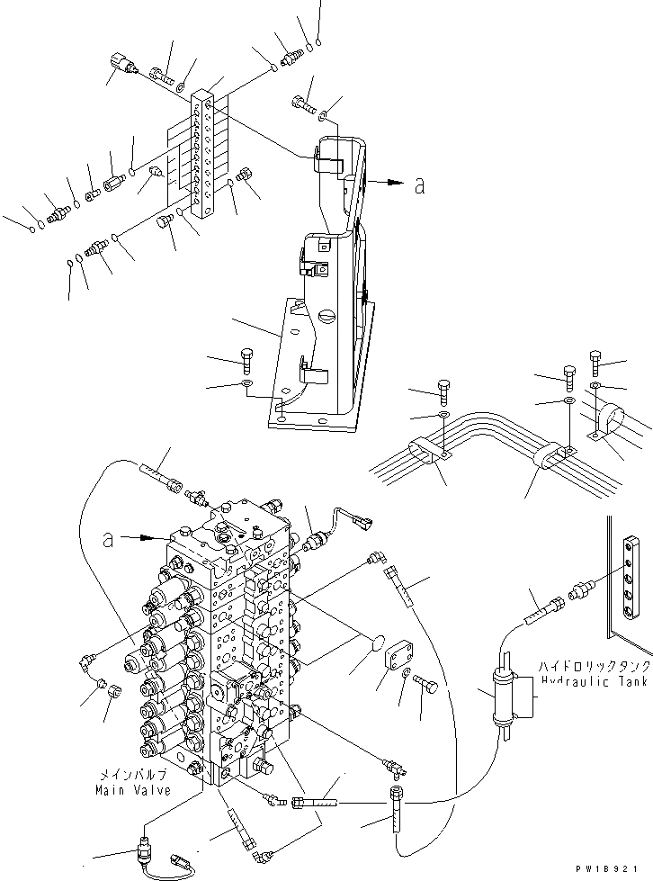 Схема запчастей Komatsu PC228US-3-YA - ОСНОВН. КЛАПАН (ШЛАНГИ) (С 2-СЕКЦИОНН. СТРЕЛА)(№-) ГИДРАВЛИКА