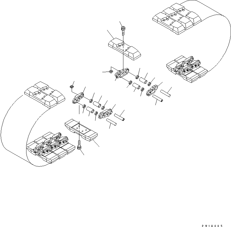 Схема запчастей Komatsu PC228US-3-YA - ГУСЕНИЦЫ (РЕЗИН.) (MM ШИР.)(№-) ХОДОВАЯ