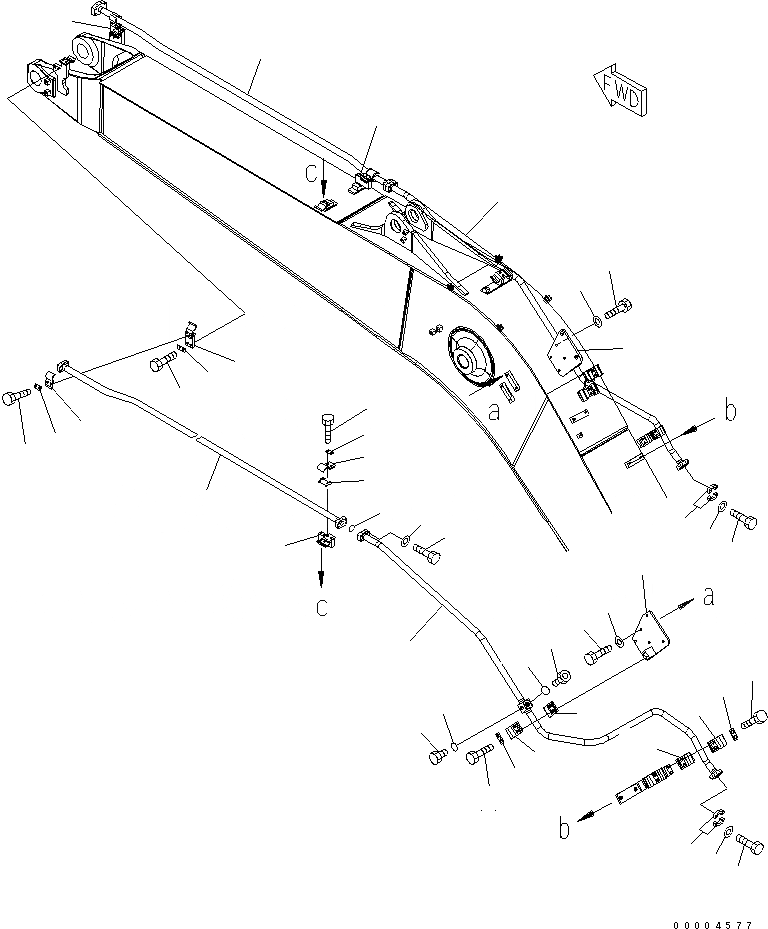 Схема запчастей Komatsu PC228US-3-YA - СТРЕЛА (.7M) (ДОПОЛН. ГИДРОЛИНИЯ) (YELНИЗ.)(№9-) РАБОЧЕЕ ОБОРУДОВАНИЕ