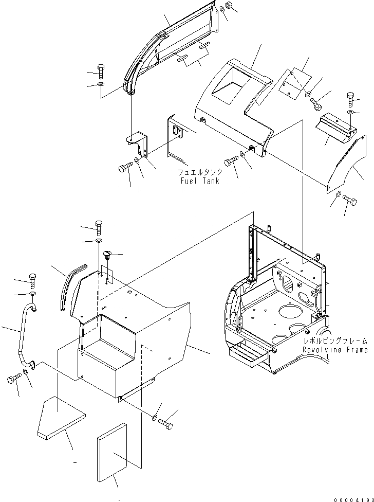 Схема запчастей Komatsu PC228US-3 - ПЕРЕДН. КРЫШКА(COVER) (/) (YELНИЗ.) ЧАСТИ КОРПУСА