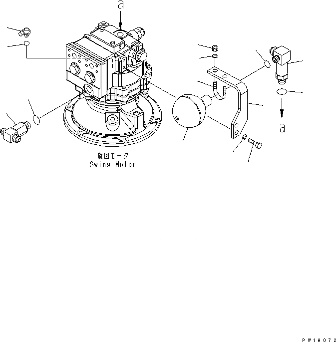 Схема запчастей Komatsu PC228US-3 - МОТОР ПОВОРОТА СОЕД-Е(№-) ПОВОРОТН. КРУГ И КОМПОНЕНТЫ