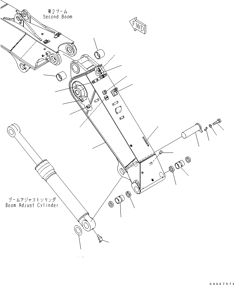 Схема запчастей Komatsu PC228US-3 - 2-СЕКЦИОНН. СТРЕЛА (ПЕРВ. СТРЕЛА И ADJUST ПАЛЕЦ ЦИЛИНДРА)(№-88) РАБОЧЕЕ ОБОРУДОВАНИЕ