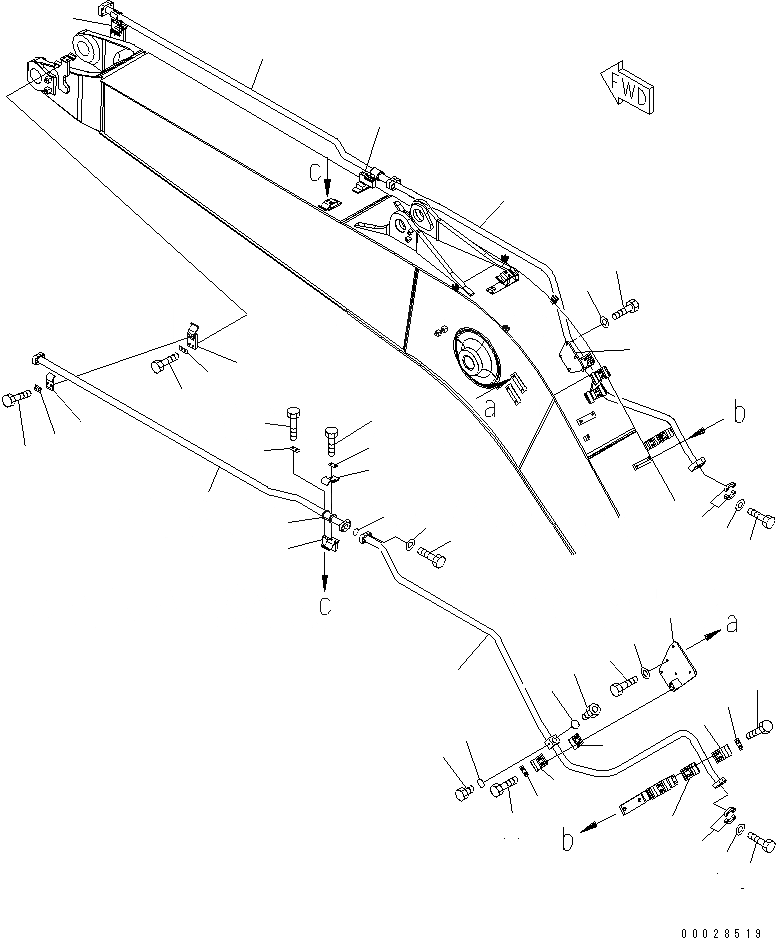 Схема запчастей Komatsu PC228US-3 - СТРЕЛА (.7M) (ДОПОЛН. ГИДРОЛИНИЯ) (YELНИЗ.)(№89-) РАБОЧЕЕ ОБОРУДОВАНИЕ
