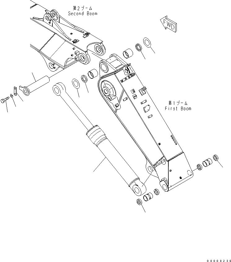 Схема запчастей Komatsu PC228US-3 - 2-СЕКЦИОНН. СТРЕЛА (СОЕДИНЕНИЕ ПАЛЕЦ И ADJUST ЦИЛИНДР) РАБОЧЕЕ ОБОРУДОВАНИЕ