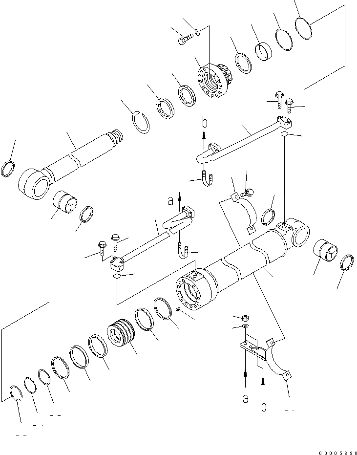 Схема запчастей Komatsu PC228US-3 - ЦИЛИНДР СТРЕЛЫ(YELНИЗ.) ОСНОВН. КОМПОНЕНТЫ И РЕМКОМПЛЕКТЫ