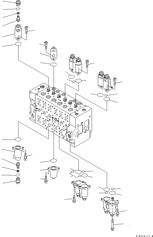 Схема запчастей Komatsu PC228US-3 - ОСНОВН. КЛАПАН (6-СЕКЦИОНН.) (/) ОСНОВН. КОМПОНЕНТЫ И РЕМКОМПЛЕКТЫ