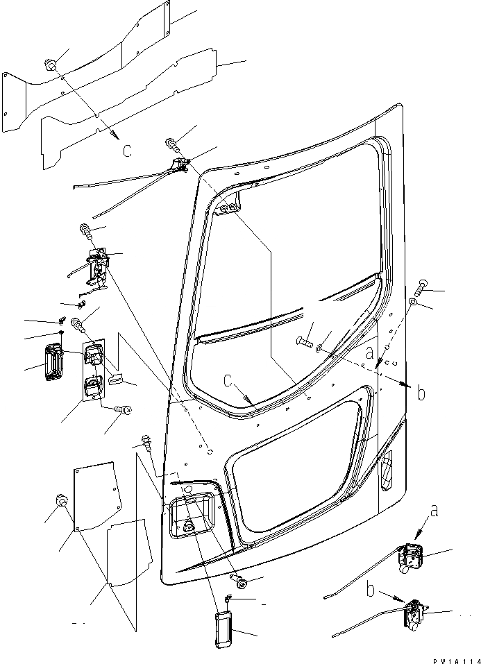 Схема запчастей Komatsu PC228US-3-YB - КАБИНА (ЗАМОК ДВЕРИ МЕХАНИЗМ) (С ДВЕРЬЮ РАМА)(№-) КАБИНА ОПЕРАТОРА И СИСТЕМА УПРАВЛЕНИЯ