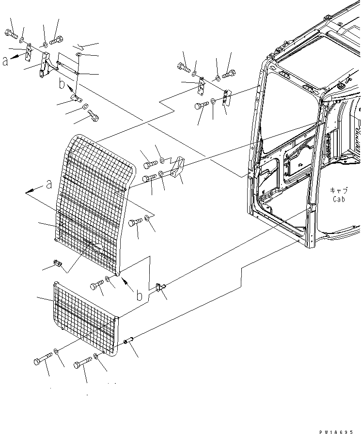 Схема запчастей Komatsu PC228US-3-YB - ФРОНТАЛЬНАЯ ЗАЩИТА (ПОЛН.)(№-) КАБИНА ОПЕРАТОРА И СИСТЕМА УПРАВЛЕНИЯ