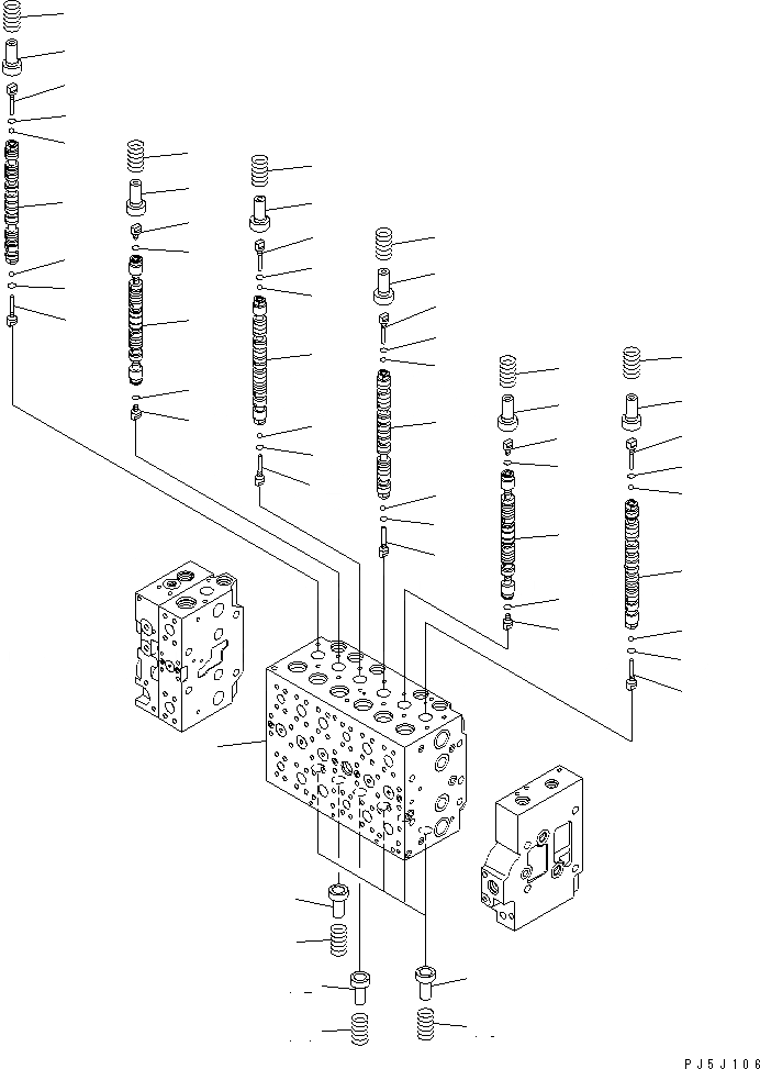 Схема запчастей Komatsu PC228USLC-3 - ОСНОВН. КЛАПАН (7-СЕКЦИОНН.) (/9) ОСНОВН. КОМПОНЕНТЫ И РЕМКОМПЛЕКТЫ