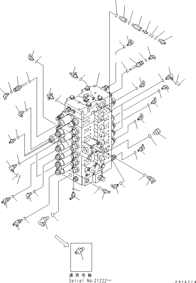 Схема запчастей Komatsu PC228US-3-YP - ОСНОВН. КЛАПАН (СОЕДИНИТЕЛЬН. ЧАСТИ) ( СЕРВИСНЫЙ КЛАПАН) (ДЛЯ ПОДЪЕМА РУКОЯТИ)(№-) ГИДРАВЛИКА
