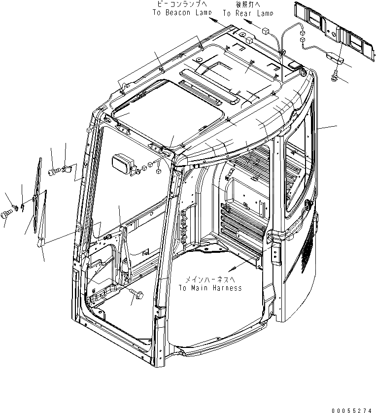 Схема запчастей Komatsu PC228USLC-3E0 - КАБИНА (ДВОРНИКИ И ОСВЕЩЕНИЕ) (ДЛЯ OVERSEAS)(№-) КАБИНА ОПЕРАТОРА И СИСТЕМА УПРАВЛЕНИЯ