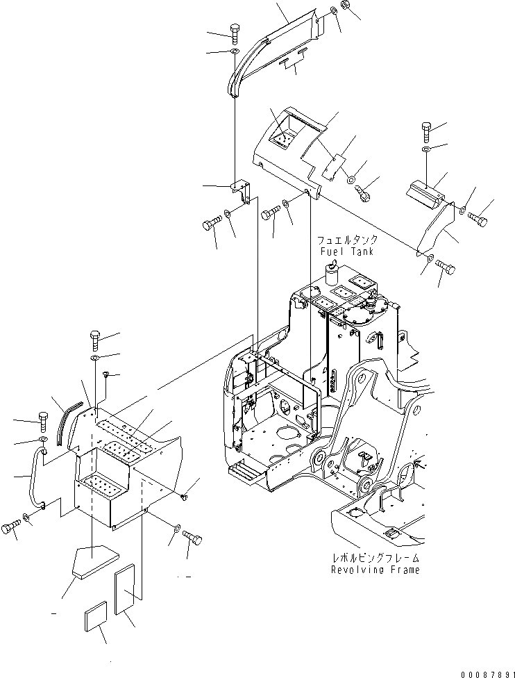 Схема запчастей Komatsu PC228USLC-3E0 - ПЕРЕДН. КРЫШКА(COVER) (/) ( АКТУАТОР)(№-) ЧАСТИ КОРПУСА