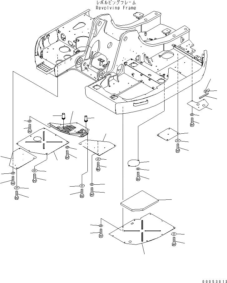 Схема запчастей Komatsu PC228USLC-3E0 - НИЖН. КРЫШКА ЧАСТИ КОРПУСА