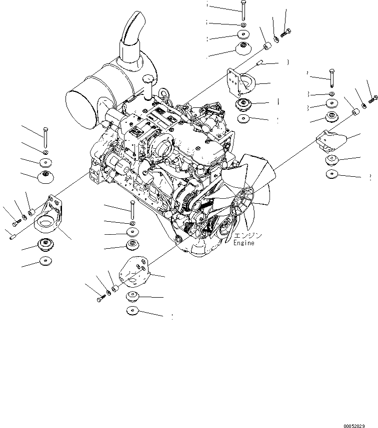 Схема запчастей Komatsu PC228US-3E0 - КРЕПЛЕНИЕ ДВИГАТЕЛЯ (КОРПУС И ПОДУШКИ) КОМПОНЕНТЫ ДВИГАТЕЛЯ