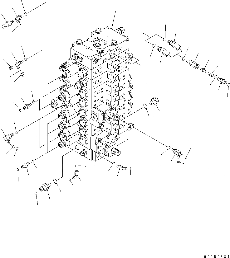 Схема запчастей Komatsu PC228US-3E0 - ОСНОВН. КЛАПАН (СОЕДИНИТЕЛЬН. ЧАСТИ) (/) (СПЕЦИФ-Я С ОТВАЛОМ) ГИДРАВЛИКА