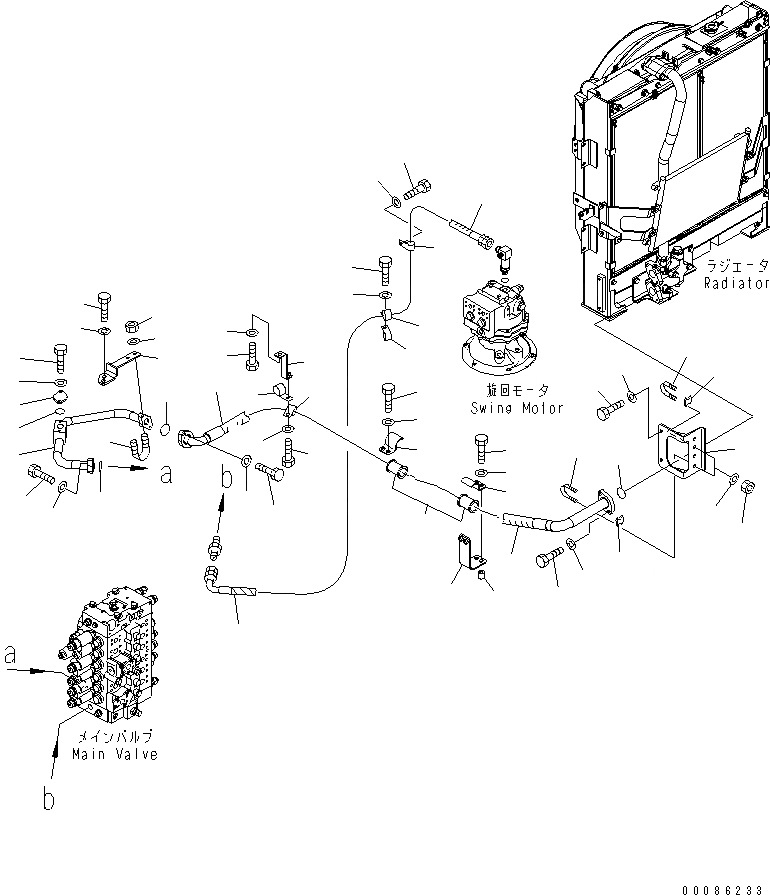 Схема запчастей Komatsu PC228US-3E0 - МАСЛООХЛАДИТЕЛЬ ЛИНИЯ(№-) ГИДРАВЛИКА