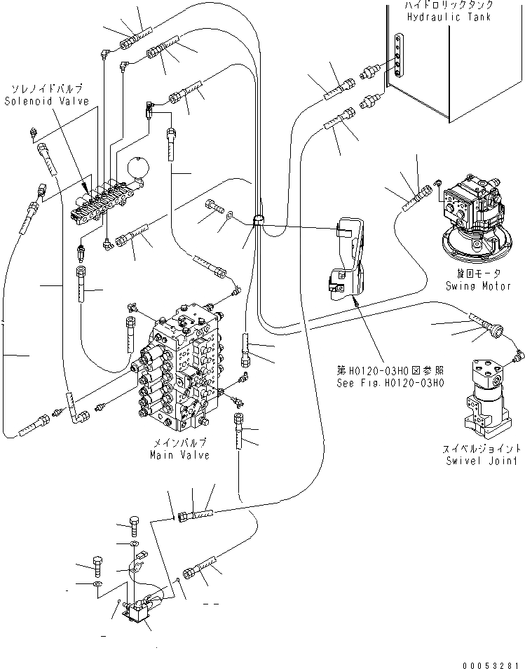 Схема запчастей Komatsu PC228US-3E0 - СОЛЕНОИДНЫЙ КЛАПАН (ШЛАНГИ) ГИДРАВЛИКА