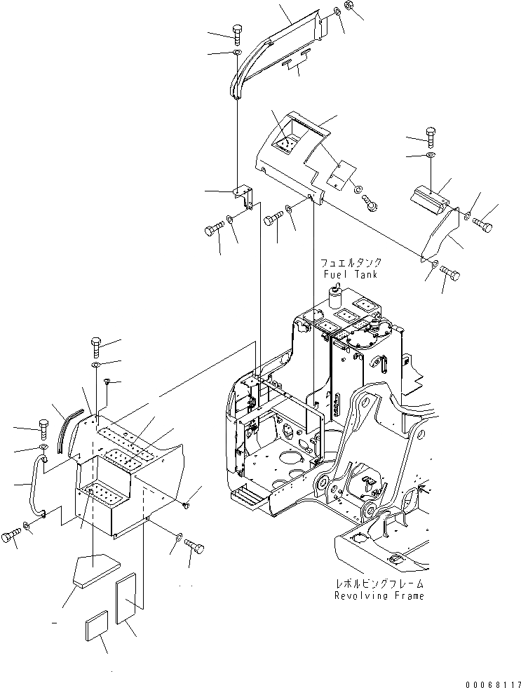 Схема запчастей Komatsu PC228US-3E0 - ПЕРЕДН. КРЫШКА(COVER) (/) ( АКТУАТОР) (ДЛЯ РУКОЯТИ КЛАПАН ПЕРЕГРУЗКИ) ЧАСТИ КОРПУСА