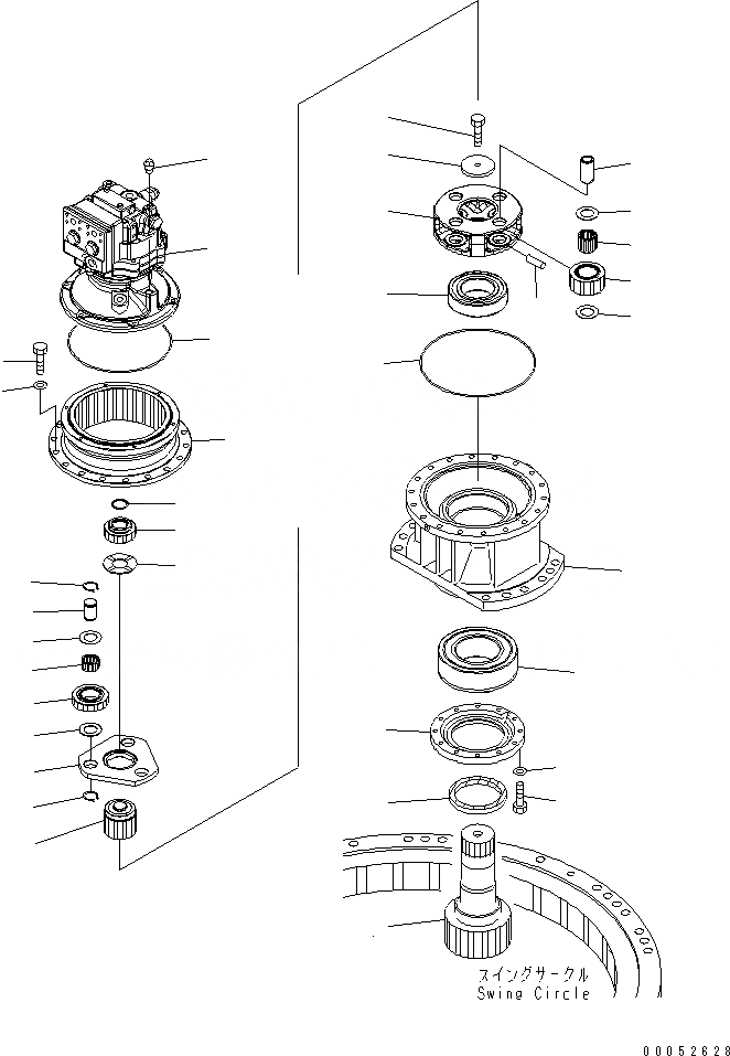 Схема запчастей Komatsu PC228US-3E0 - МЕХАНИЗМ ПОВОРОТА (МОТОР И MACHINERY) ПОВОРОТН. КРУГ И КОМПОНЕНТЫ
