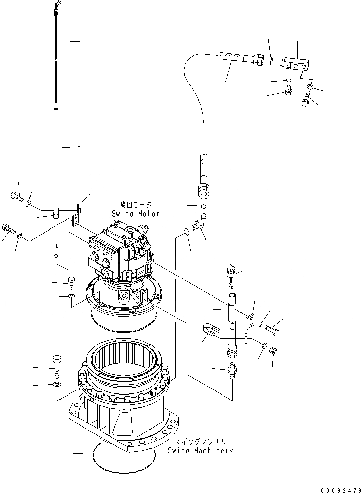 Схема запчастей Komatsu PC228US-3E0 - МЕХАНИЗМ ПОВОРОТА (GAUGE И ДРЕНАЖН. ТРУБЫ)(№-) ПОВОРОТН. КРУГ И КОМПОНЕНТЫ