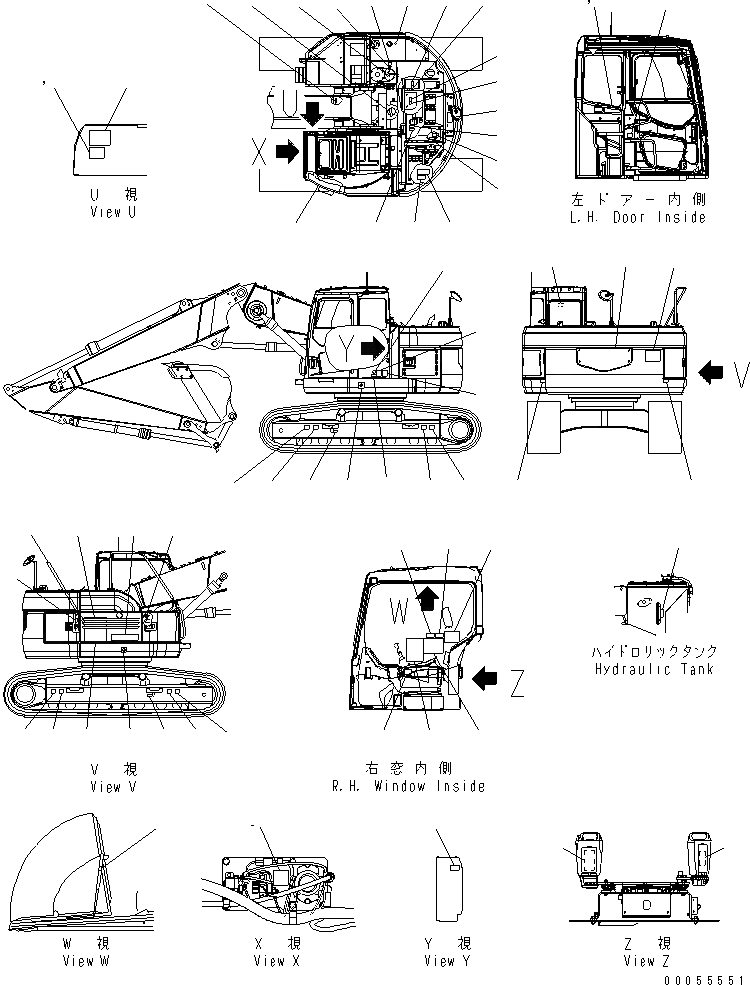 Схема запчастей Komatsu PC228US-3E0 - ТАБЛИЧКИ (2-СЕКЦИОНН. СТРЕЛА И ROTATION РУКОЯТЬ) (ЕС. СПЕЦ-Я.) МАРКИРОВКА