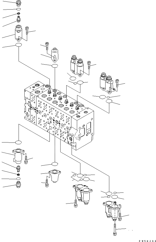 Схема запчастей Komatsu PC228US-3E0 - ОСНОВН. КЛАПАН (7-СЕКЦИОНН.) (/9) ОСНОВН. КОМПОНЕНТЫ И РЕМКОМПЛЕКТЫ