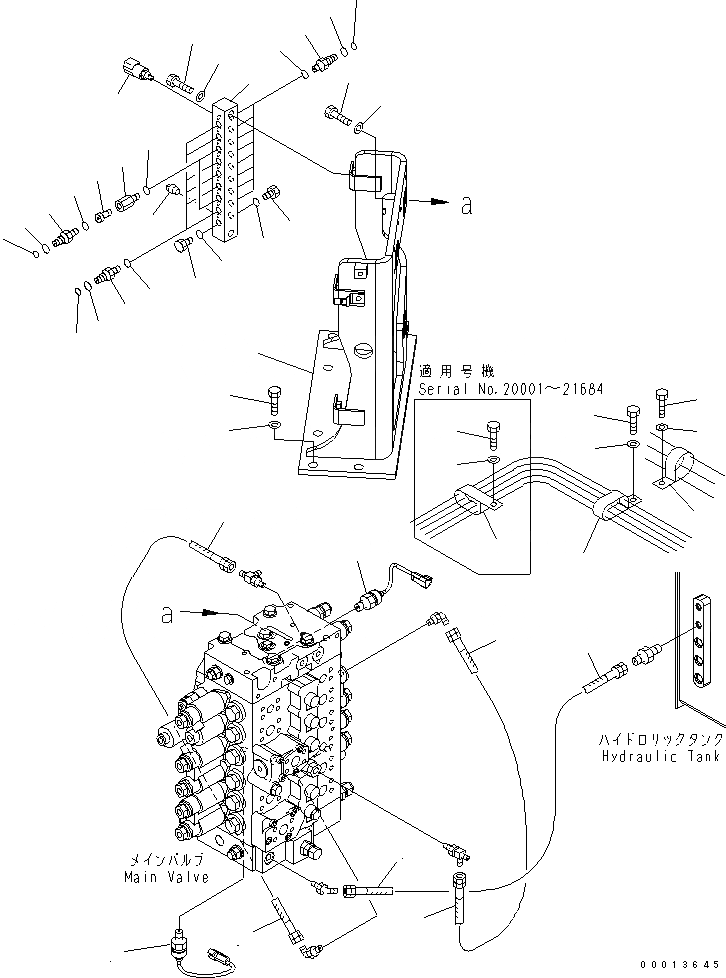 Схема запчастей Komatsu PC228USLC-3-YA - ОСНОВН. КЛАПАН (ШЛАНГИ)(№-) ГИДРАВЛИКА