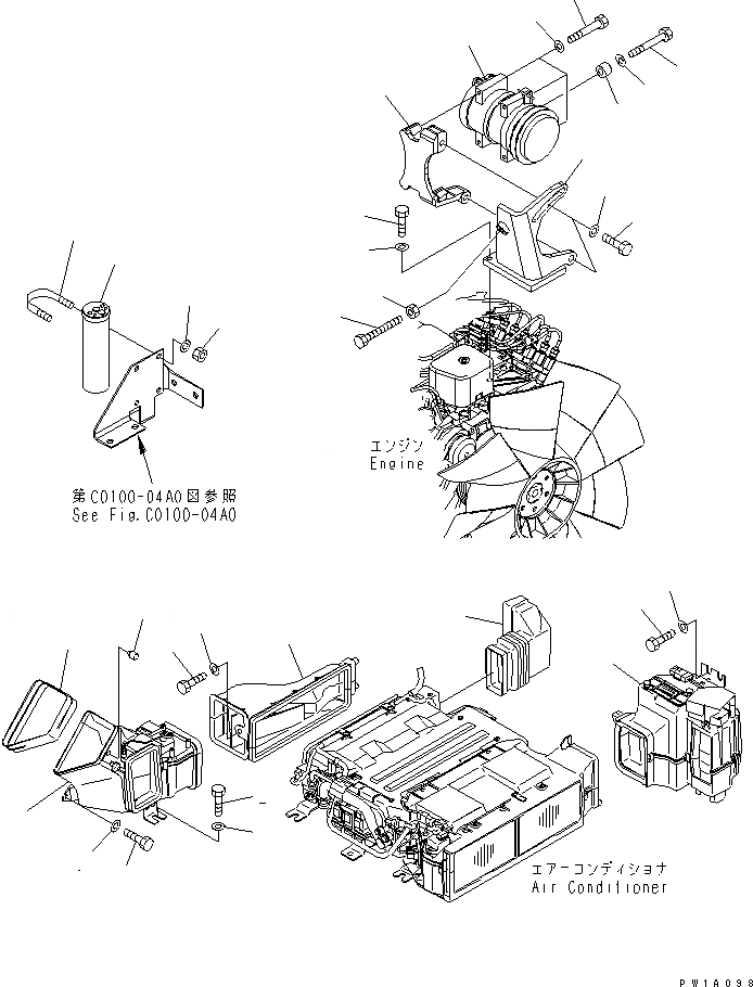 Схема запчастей Komatsu PC228US-3-YG - КОНДИЦ. ВОЗДУХА (БЛОК)(№-) КАБИНА ОПЕРАТОРА И СИСТЕМА УПРАВЛЕНИЯ