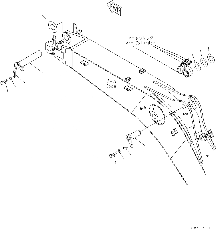 Схема запчастей Komatsu PC228US-3T-YT - СТРЕЛА (.M) (ВЕРХН. ПАЛЕЦ И НИЖН. ПАЛЕЦ) (YELНИЗ.)(№-) РАБОЧЕЕ ОБОРУДОВАНИЕ