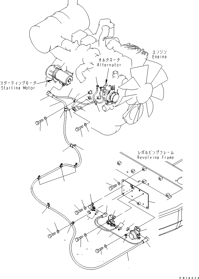 Схема запчастей Komatsu PC228USLC-3T-YT - ЭЛЕКТРОПРОВОДКА (ПРОВОДКА СТАРТЕРА)(№-) ЭЛЕКТРИКА