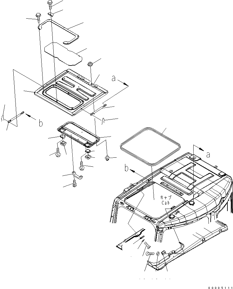 Схема запчастей Komatsu PC228US-3N-YA - КАБИНА (ОКНО В КРЫШЕ) КАБИНА ОПЕРАТОРА И СИСТЕМА УПРАВЛЕНИЯ