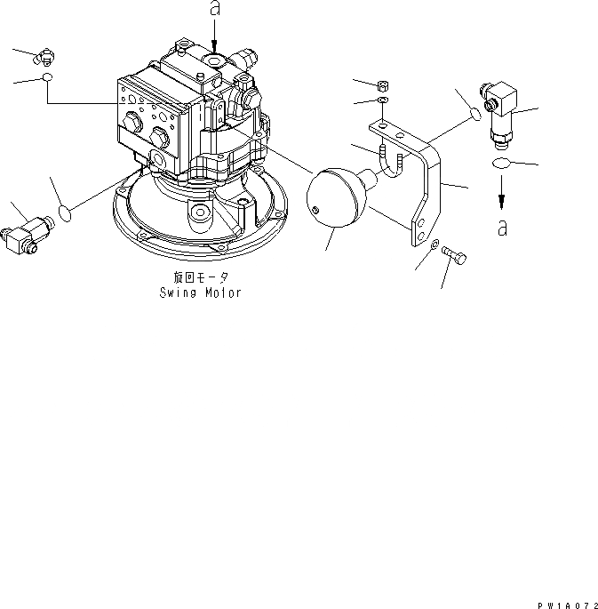 Схема запчастей Komatsu PC228US-3N-YA - МОТОР ПОВОРОТА СОЕД-Е(№-) ПОВОРОТН. КРУГ И КОМПОНЕНТЫ