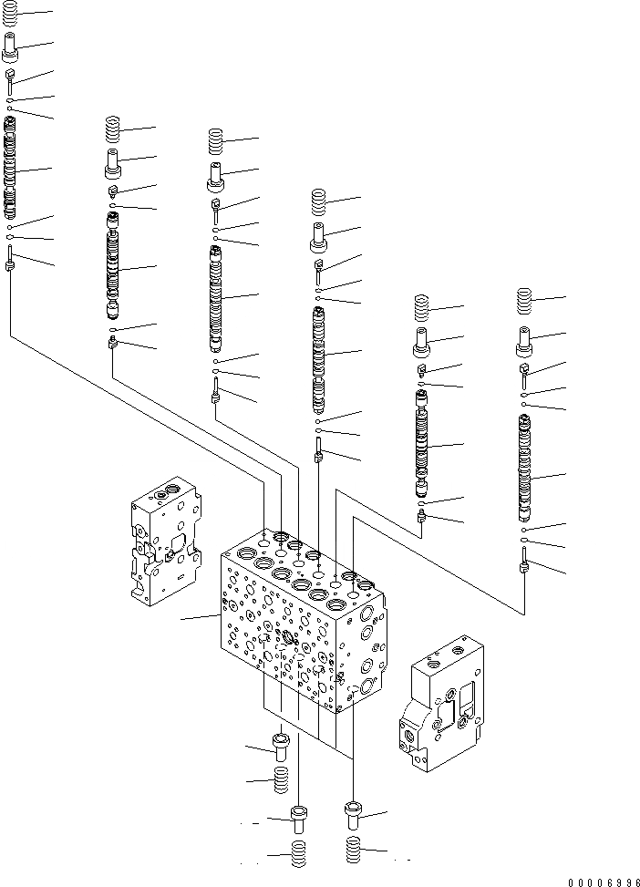 Схема запчастей Komatsu PC228US-3N-YA - ОСНОВН. КЛАПАН (6-СЕКЦИОНН.) (/) ОСНОВН. КОМПОНЕНТЫ И РЕМКОМПЛЕКТЫ