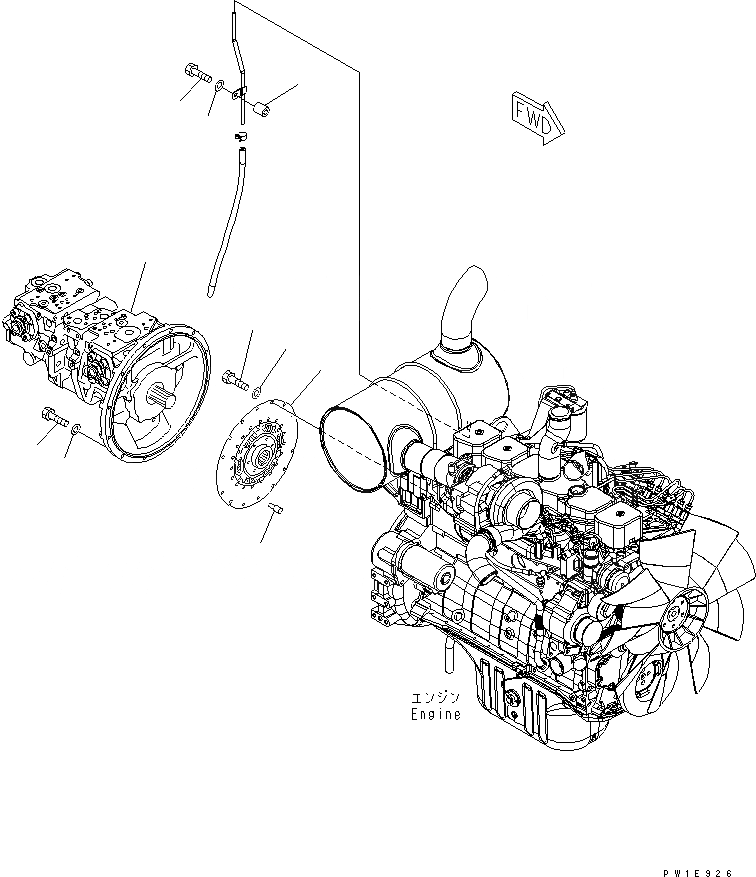 Схема запчастей Komatsu PC228US-3N-YB - ДЕМПФЕР И НАСОС(№-) КОМПОНЕНТЫ ДВИГАТЕЛЯ