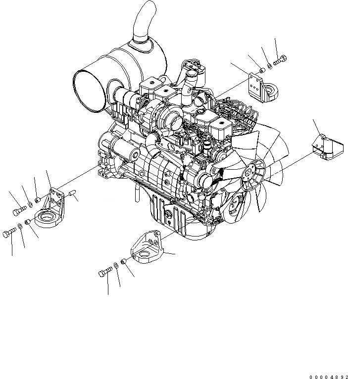 Схема запчастей Komatsu PC228US-3N-YB - КРЕПЛЕНИЕ ДВИГАТЕЛЯ (КОРПУС) КОМПОНЕНТЫ ДВИГАТЕЛЯ