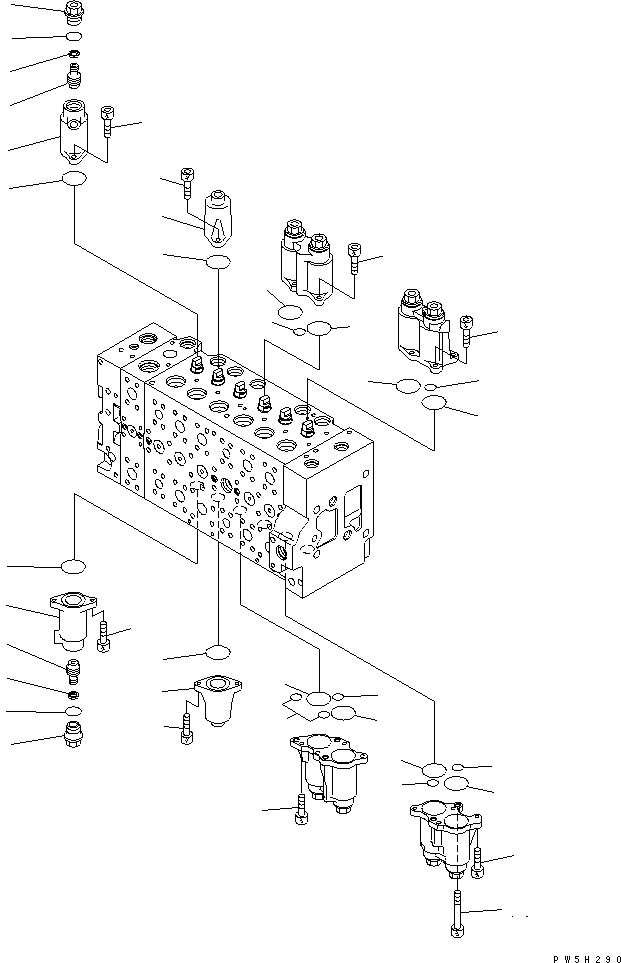 Схема запчастей Komatsu PC228US-3N-YB - ОСНОВН. КЛАПАН (7-СЕКЦИОНН.) (/9) ОСНОВН. КОМПОНЕНТЫ И РЕМКОМПЛЕКТЫ