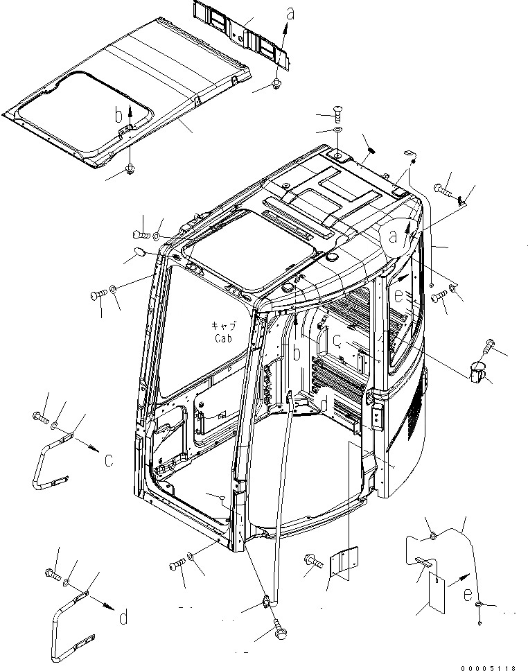 Схема запчастей Komatsu PC228US-3N-YP - КАБИНА (АКСЕССУАРЫ) КАБИНА ОПЕРАТОРА И СИСТЕМА УПРАВЛЕНИЯ