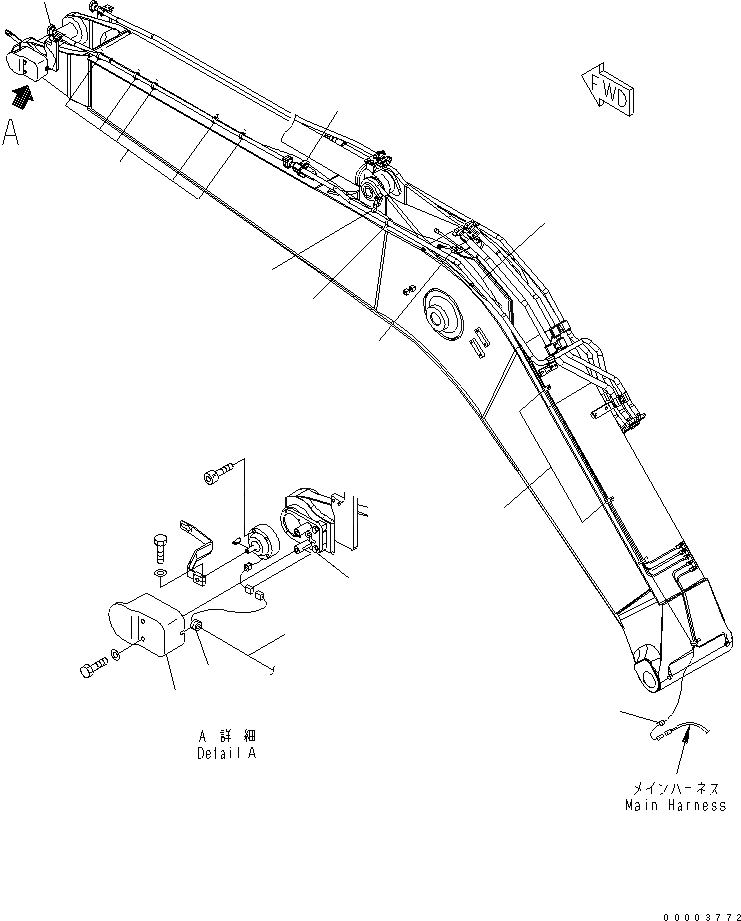 Схема запчастей Komatsu PC228US-3N-YP - РУКОЯТЬ CRANE (СТРЕЛА) (РУКОЯТЬ POTENTIO) (YELНИЗ.) СПЕЦ. ОПЦИИ