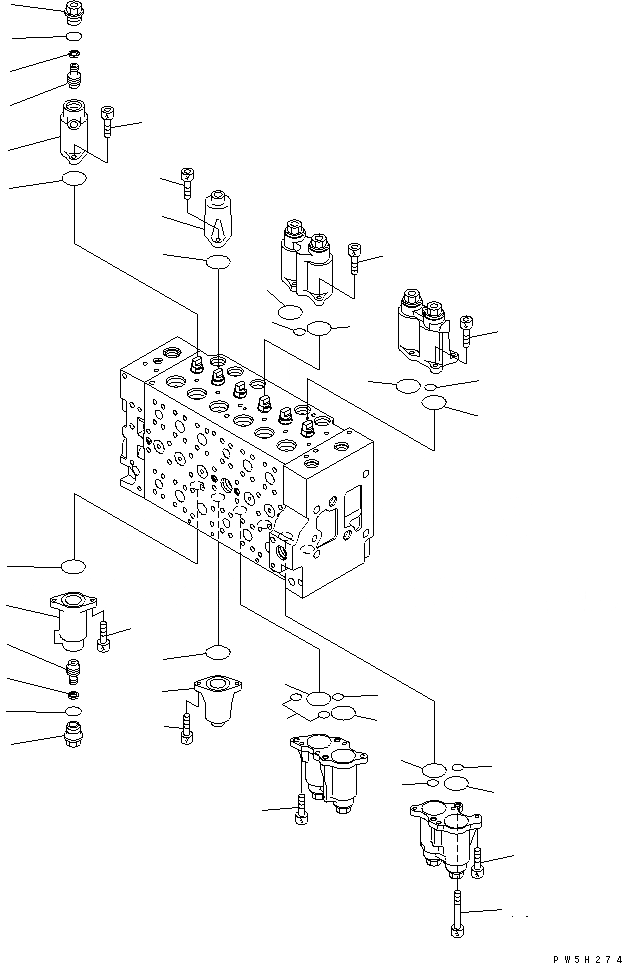 Схема запчастей Komatsu PC228US-3N-YP - ОСНОВН. КЛАПАН (6-СЕКЦИОНН.) (/) ОСНОВН. КОМПОНЕНТЫ И РЕМКОМПЛЕКТЫ