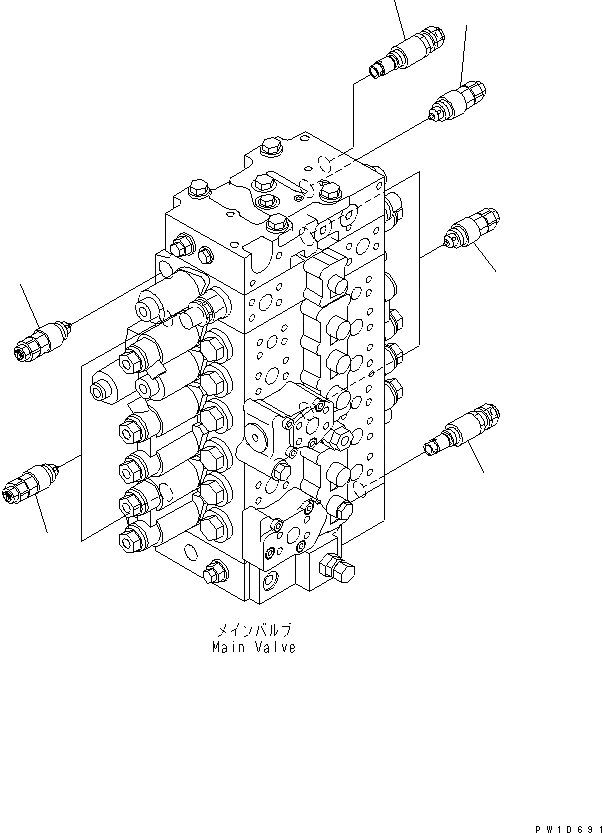 Схема запчастей Komatsu PC228USLC-3N-YA - ОСНОВН. КЛАПАН (КЛАПАН) (ДЛЯ SLIDE РУКОЯТЬ) ГИДРАВЛИКА