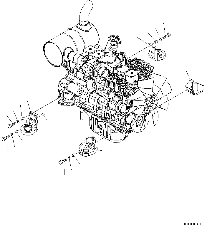 Схема запчастей Komatsu PC228USLC-3N-YB - КРЕПЛЕНИЕ ДВИГАТЕЛЯ (КОРПУС) КОМПОНЕНТЫ ДВИГАТЕЛЯ