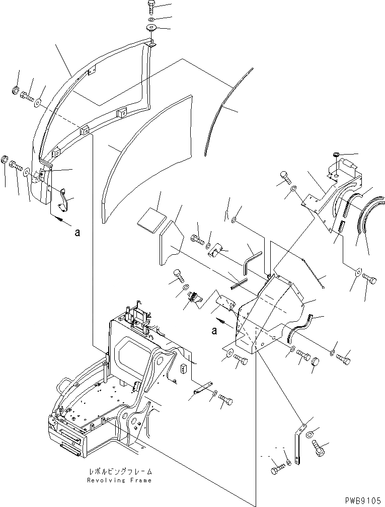 Схема запчастей Komatsu PC228USLC-1 - ПЕРЕДН. КРЫШКА(COVER) (/) ( АКТУАТОР) (ДЛЯ MONO-СТРЕЛА) ЧАСТИ КОРПУСА