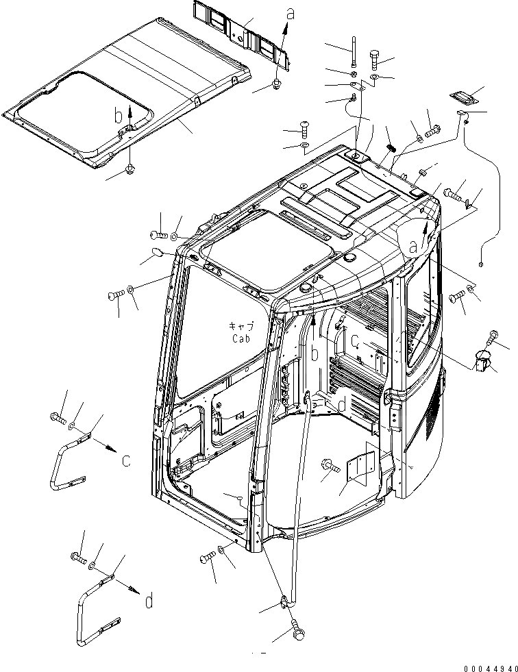 Схема запчастей Komatsu PC228US-3E0 - КАБИНА (ПЕРЕДН. ОКНА) КАБИНА ОПЕРАТОРА И СИСТЕМА УПРАВЛЕНИЯ