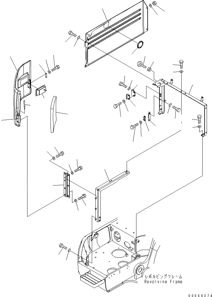 Схема запчастей Komatsu PC228US-3E0 - ПЕРЕДН. КРЫШКА(COVER) (/) (-АКТУАТОР) ЧАСТИ КОРПУСА